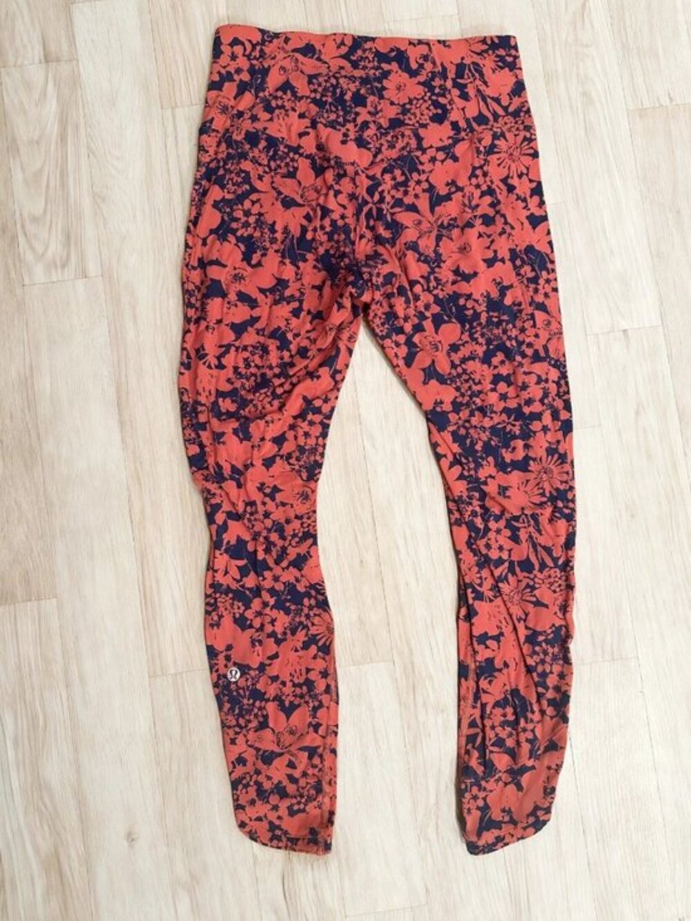Lululemon Women's Final Lap High-Rise Cropped Leggings Blue Floral Pockets Sz 8